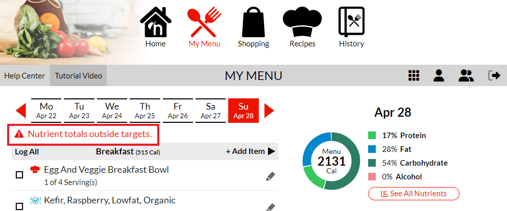 nutrient total outside targets My Menu page.png